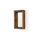 Gervaise 12L x 2W x7H Small Brown Wood Frame Rectangular Wall Mirror from Mercana - Luna Furniture