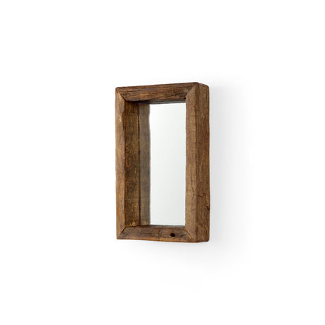 Gervaise 12L x 2W x7H Small Brown Wood Frame Rectangular Wall Mirror from Mercana - Luna Furniture