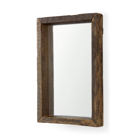 Gervaise 12L x 2W x 18H Brown Wood Frame Rectangular Wall Mirror from Mercana - Luna Furniture