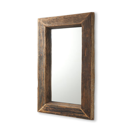Gerome 28 x 48 Brown Wood Frame Rectangular Wall Mirror from Mercana - Luna Furniture