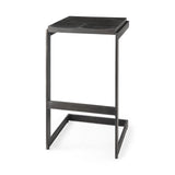 Kiran 17L x 17W x 30H Black Wood W/ Black Metal Base C-Shape Bar Stool from Mercana - Luna Furniture