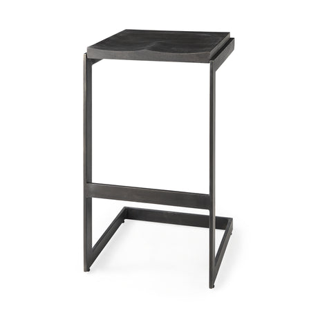 Kiran 17L x 17W x 30H Black Wood W/ Black Metal Base C-Shape Bar Stool from Mercana - Luna Furniture