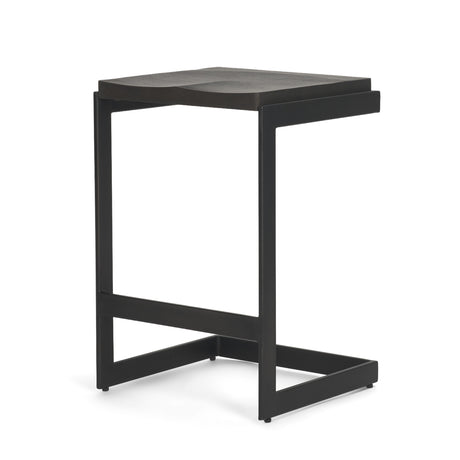 Kiran 17L x 17W x 26H Black Wood W/ Black Metal Base C-Shape Counter Stool from Mercana - Luna Furniture