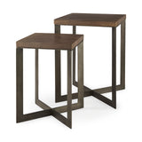 Faye (Set of 2) 19L x 19W x 26H Medium Brown Wood W/Metal Base Accent Tables from Mercana - Luna Furniture