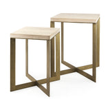 Faye (Set of 2) 19L x 19W x 26H Beige Finished Wood W/ Gold Metal Base Accent Tables from Mercana - Luna Furniture