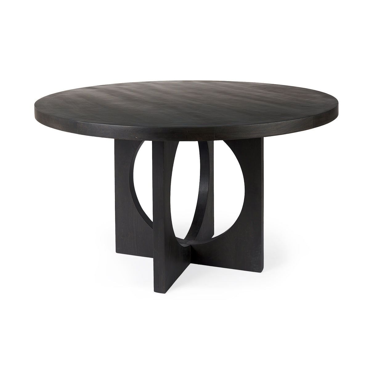 Liesl 54.L x 54.0W x 30.0H Black Wood W/ Circular Top Dining Table from Mercana - Luna Furniture