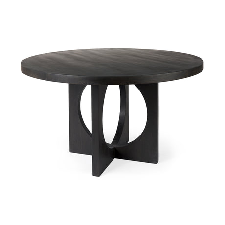 Liesl 54.L x 54.0W x 30.0H Black Wood W/ Circular Top Dining Table from Mercana - Luna Furniture