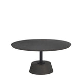 Maxwell 34L x 34W x 16H Dark Brown Wood W/ Black Metal Pedestal Base Round Coffee Table from Mercana - Luna Furniture