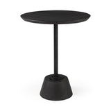 Maxwell 20" Round Dark Brown Wood w/ Black Metal Pedestal Side Table from Mercana - Luna Furniture