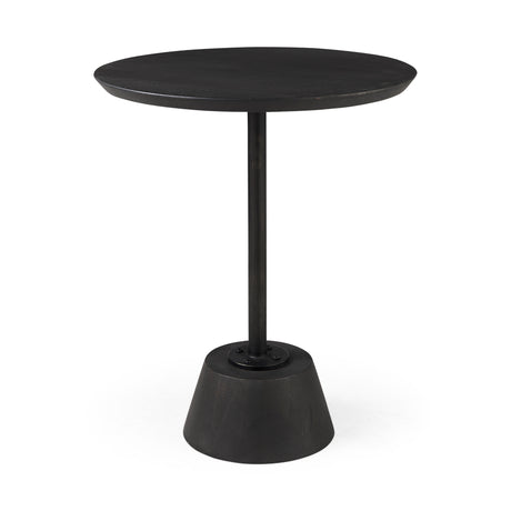 Maxwell 20" Round Dark Brown Wood w/ Black Metal Pedestal Side Table from Mercana - Luna Furniture