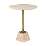 Maxwell 20" Round Light Brown Wood w/ Gold Metal Pedestal Side Table from Mercana - Luna Furniture