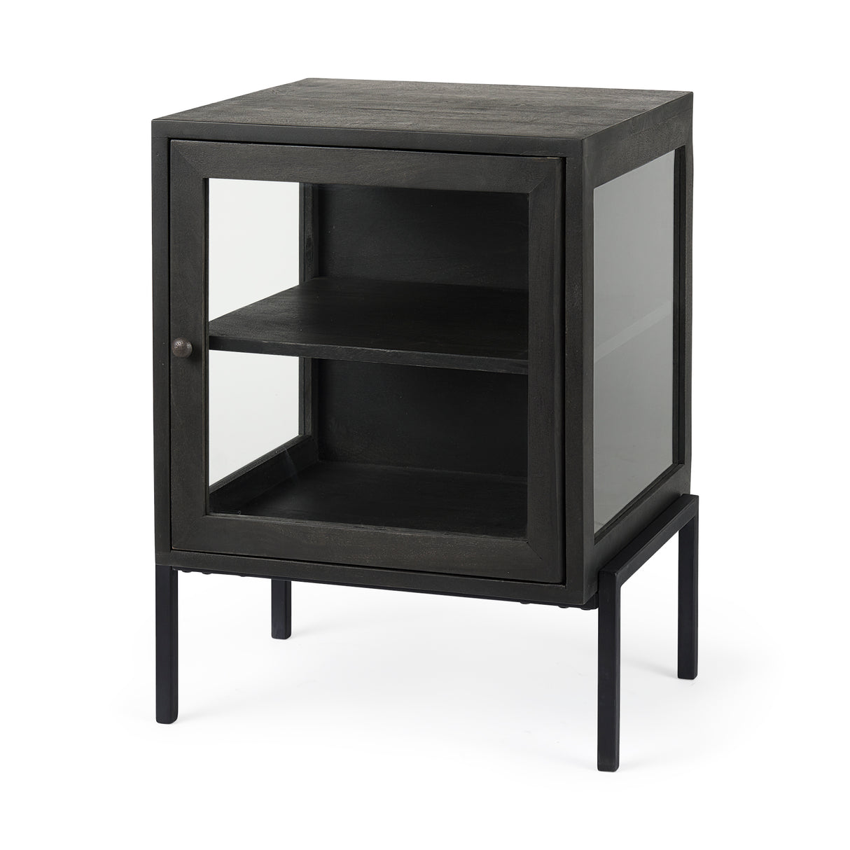 Arelius 20L x 18W x 26H Black-Brown Wood W/ Black Metal Frame End/Side Table from Mercana - Luna Furniture