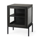 Arelius 20L x 18W x 26H Black-Brown Wood W/ Black Metal Frame End/Side Table from Mercana - Luna Furniture