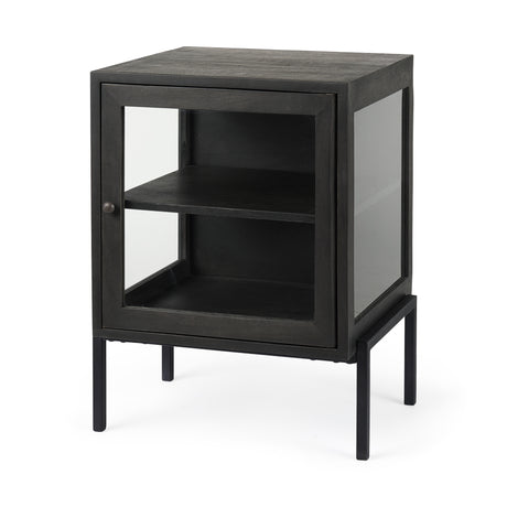 Arelius 20L x 18W x 26H Black-Brown Wood W/ Black Metal Frame End/Side Table from Mercana - Luna Furniture