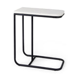 Kyra 12.0L x 20.0W x 23.0H White Marble Top W/Black Iron Frame C-Shaped End and Side Table from Mercana - Luna Furniture