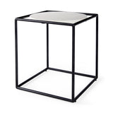 Austen 20L x 20W x 22H Round White Marble Top W/ Black Metal Frame Side Table from Mercana - Luna Furniture