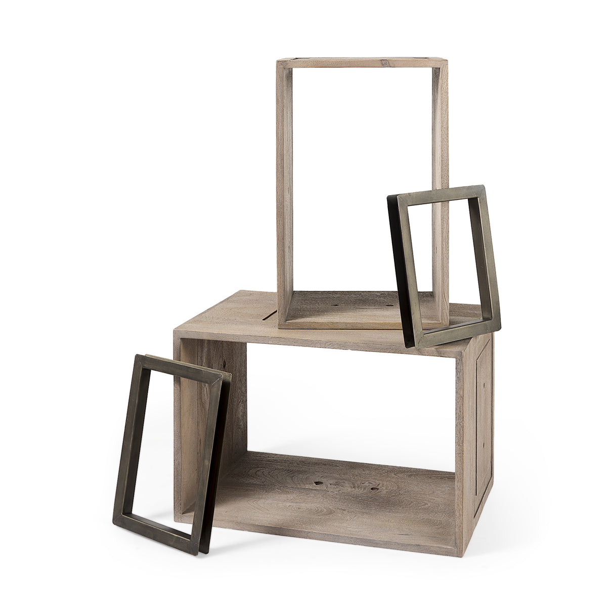 Simul (Set of 2) Light Brown Wood Modular Shelving Unit from Mercana - Luna Furniture