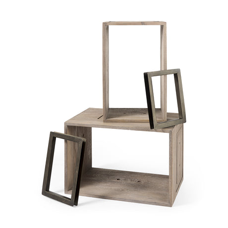 Simul (Set of 2) Light Brown Wood Modular Shelving Unit from Mercana - Luna Furniture