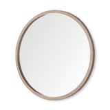 Gambit 46" Round Light Brown Wood Frame Wall Mirror from Mercana - Luna Furniture