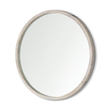 Gambit 46" Round White Wash Wood Frame Wall Mirror from Mercana - Luna Furniture