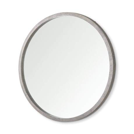 Gambit 46" Round Gray Wash Wood Frame Wall Mirror from Mercana - Luna Furniture