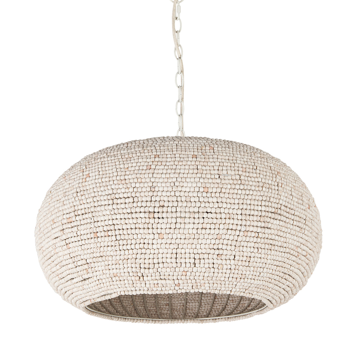 Theta 30.0 L x 30.0 W x 15.0 H White-Washed Beaded Chandelier from Mercana - Luna Furniture