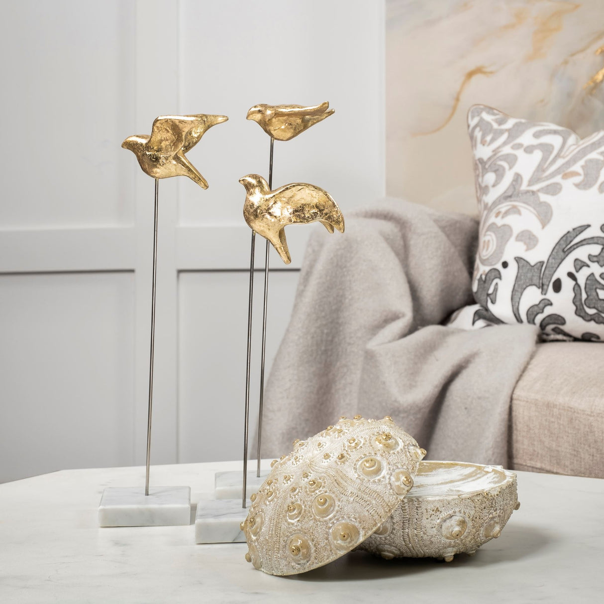 Aya Set of 3 11L x 4W Gold Metal Decorative Birds from Mercana - Luna Furniture