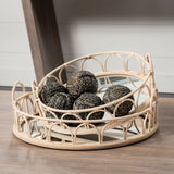Leona (Set of 2) Natural Wicker Woven Mirrored Base Nesting Trays from Mercana - Luna Furniture