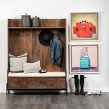 Glenn V 56L x 17W Dark Brown Wood w/ Cream Fabric Seat, 3 Drawers Hall Tree from Mercana - Luna Furniture