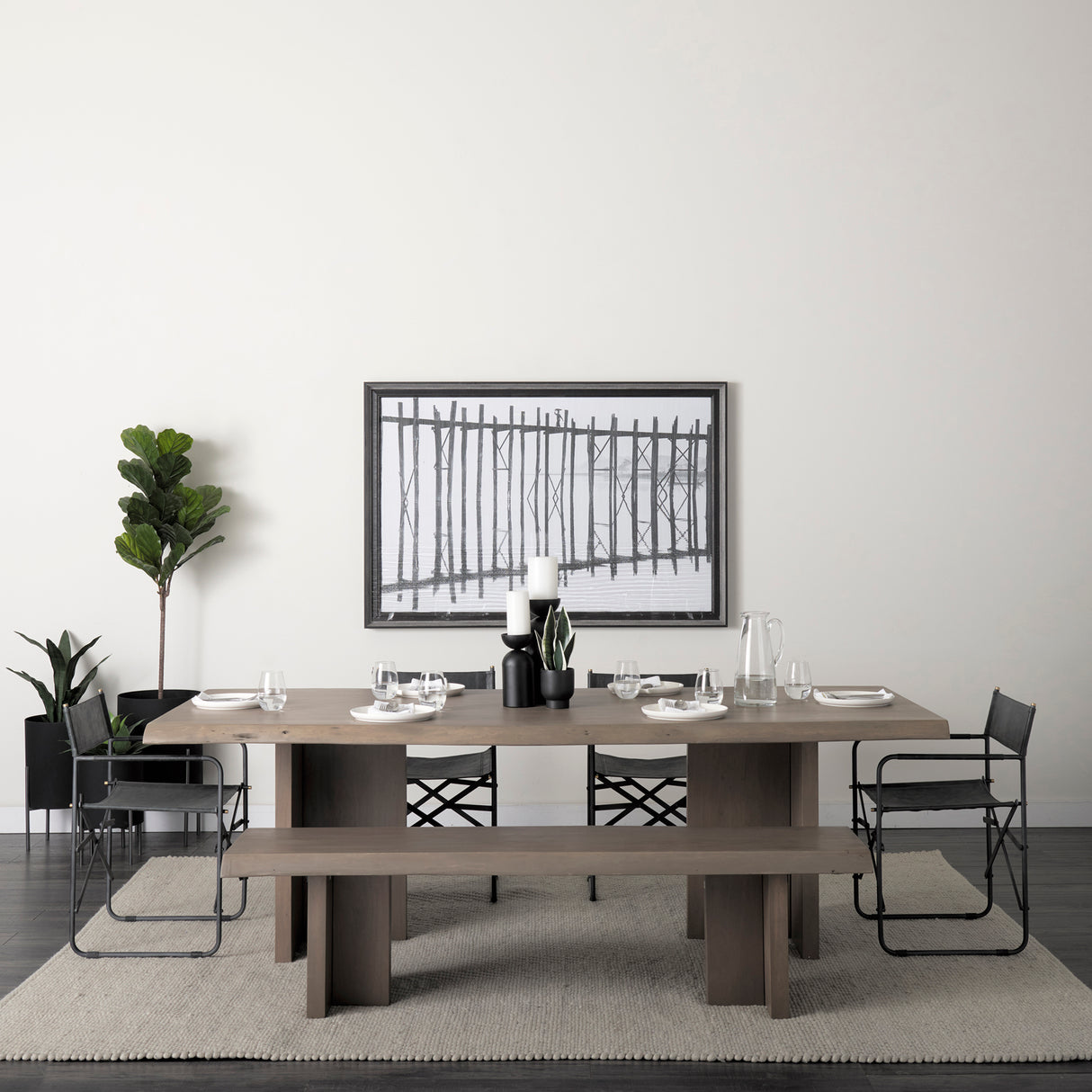 Direttore Black Iron Frame Black Leather Dining Chair from Mercana - Luna Furniture