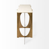 Reinhold IV 59L x 16W White Marble Top Gold Metal Base Console Table from Mercana - Luna Furniture
