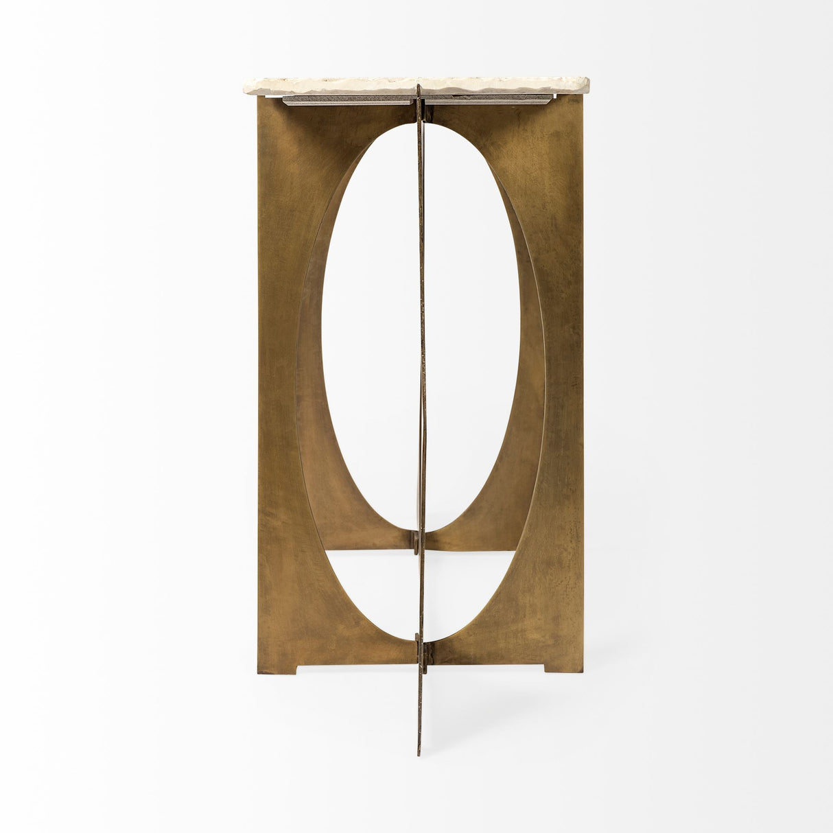 Reinhold IV 59L x 16W White Marble Top Gold Metal Base Console Table from Mercana - Luna Furniture
