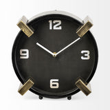 Agar Black Metal Round Table Clock from Mercana - Luna Furniture