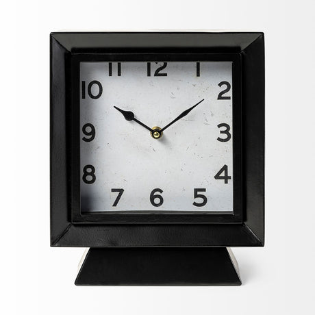 Ralph I Black Metal Square Table Clock from Mercana - Luna Furniture