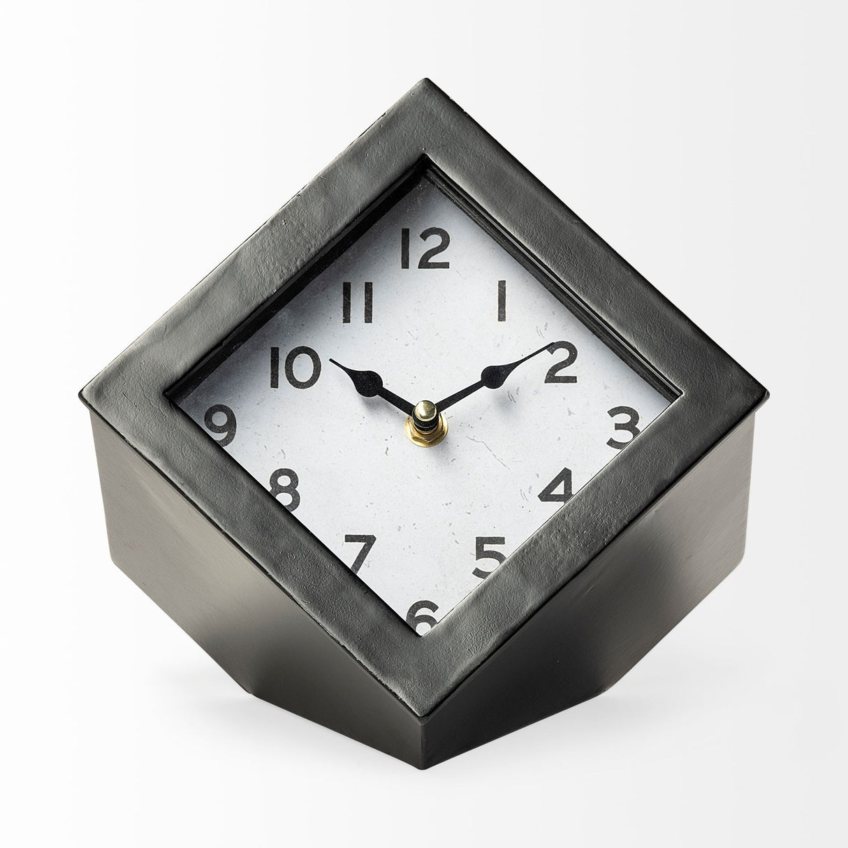 Ralph II Black Metal Cube Table Clock from Mercana - Luna Furniture