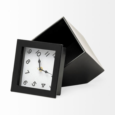 Ralph II Black Metal Cube Table Clock from Mercana - Luna Furniture