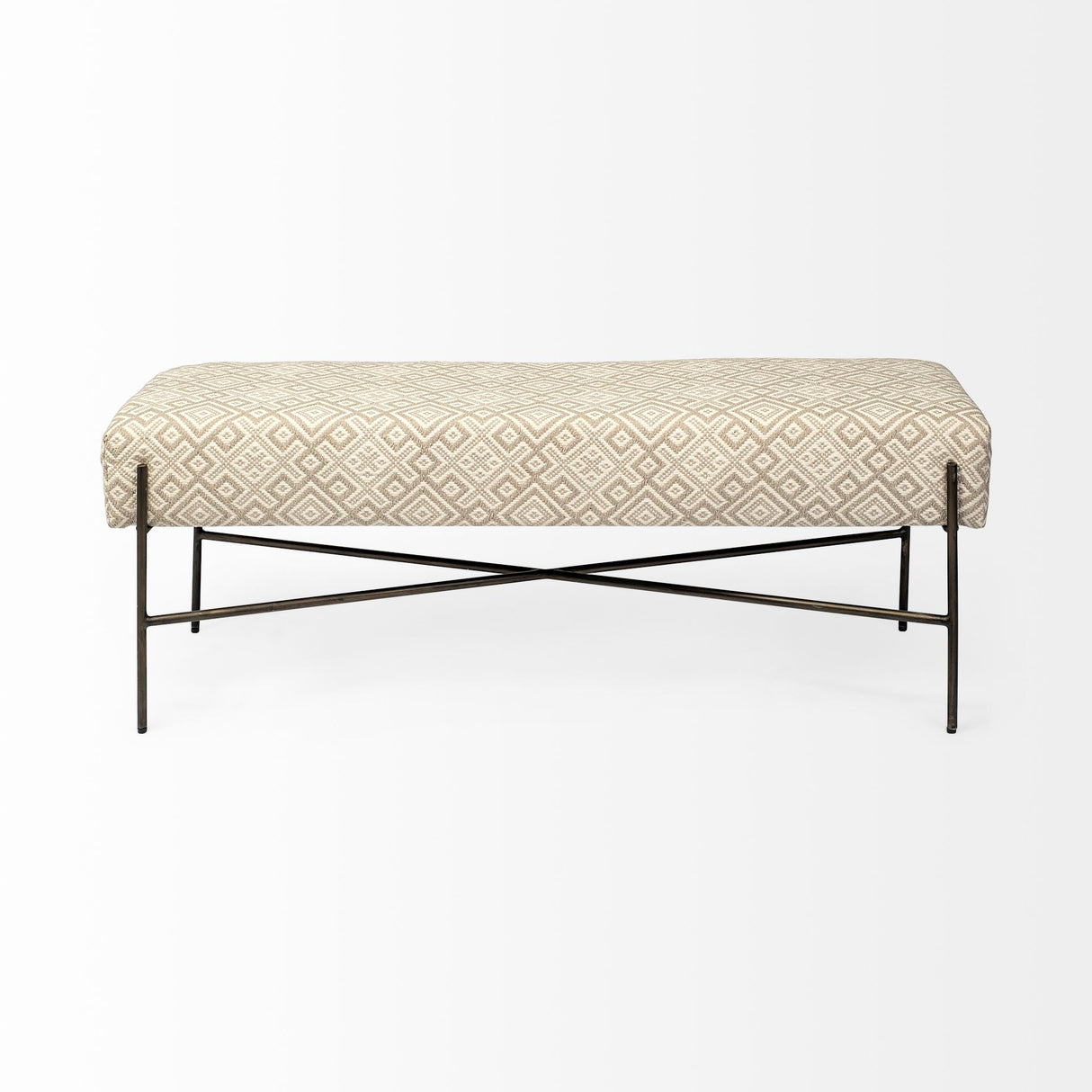 Avery II 55L x 17W Off White Upholstered Seat With Metal Base Accent Bench from Mercana - Luna Furniture