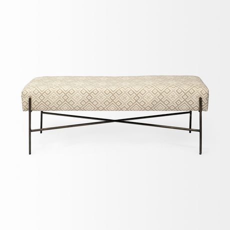 Avery II 55L x 17W Off White Upholstered Seat With Metal Base Accent Bench from Mercana - Luna Furniture