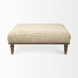 Alder I 42L x 42W Upholstered Cream Seat With Brown Wooden Base Accent Bench from Mercana - Luna Furniture