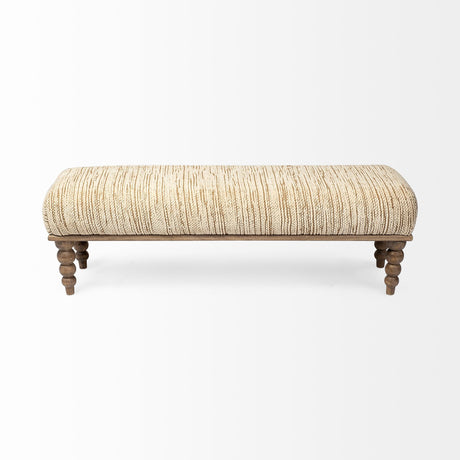 Alder II 55L x 16W Cream Upholstered Seat Wooden Base Accent Bench from Mercana - Luna Furniture