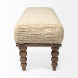 Alder II 55L x 16W Cream Upholstered Seat Wooden Base Accent Bench from Mercana - Luna Furniture