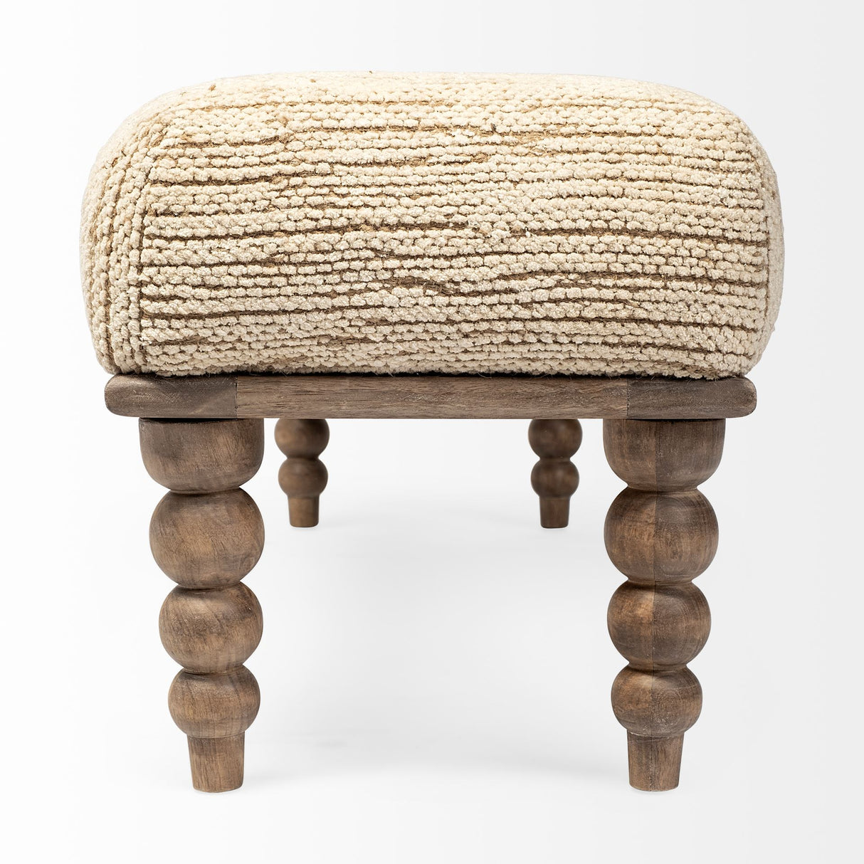 Alder II 55L x 16W Cream Upholstered Seat Wooden Base Accent Bench from Mercana - Luna Furniture