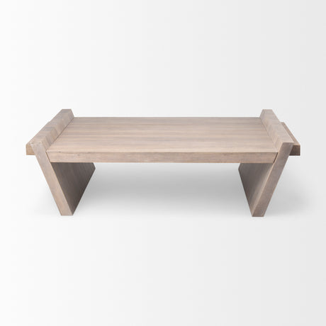 Elaine 59x36 Brown Solid Wood Top & Base Coffee Table from Mercana - Luna Furniture