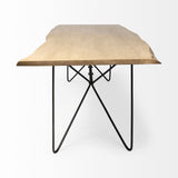 Papillion II 80x40 Rectangular Blonde Live Edge Sold Wood Top Black Metal Base Dining Table from Mercana - Luna Furniture