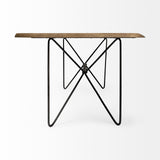 Papillion II 80x40 Rectangular Blonde Live Edge Sold Wood Top Black Metal Base Dining Table from Mercana - Luna Furniture