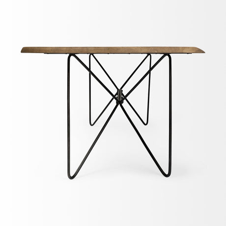 Papillion II 80x40 Rectangular Blonde Live Edge Sold Wood Top Black Metal Base Dining Table from Mercana - Luna Furniture