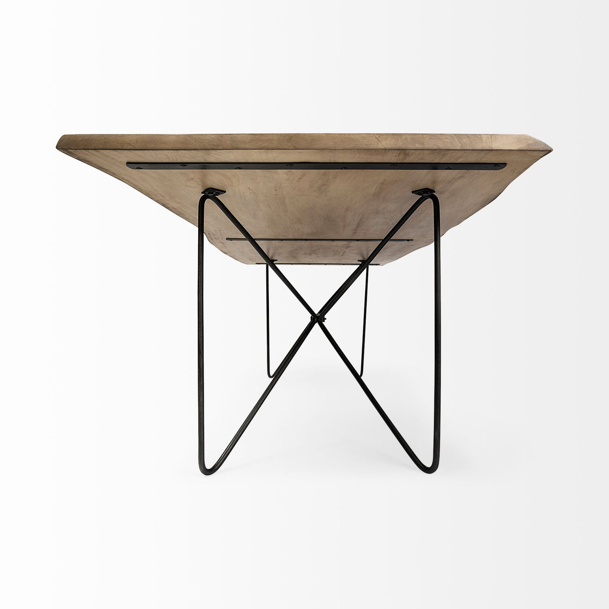 Papillion II 80x40 Rectangular Blonde Live Edge Sold Wood Top Black Metal Base Dining Table from Mercana - Luna Furniture