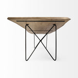 Papillion II 80x40 Rectangular Blonde Live Edge Sold Wood Top Black Metal Base Dining Table from Mercana - Luna Furniture