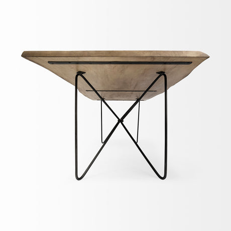 Papillion II 80x40 Rectangular Blonde Live Edge Sold Wood Top Black Metal Base Dining Table from Mercana - Luna Furniture