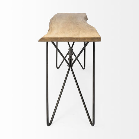 Papillion I 66L x 16W Blonde Wood and Iron Console Table from Mercana - Luna Furniture